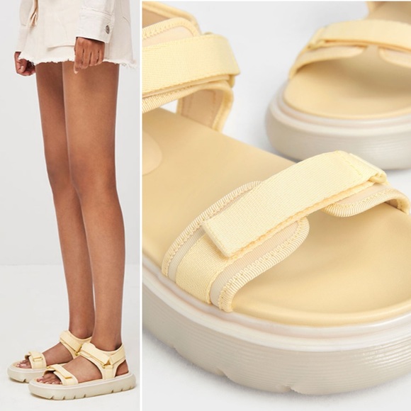 NEW Charles & Keith Recycled Polyester Velcro-Strap Sports Sandals - Yellow - Picture 2 of 11
